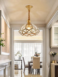 1-Light Brass Vintage Gold Glass Pendant Ceiling Light - Warm White