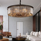 600 MM Crystal Black LED Chandelier Light for Living Room Round Dining Room