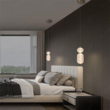 2 Led Gold Modern Pendant Light for Bedside Dining Hanging Light - Warm White