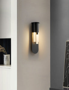 3 Light Black Metal Frost Wall Light for Living Room Drawing Room Bedroom - Warm White