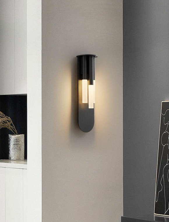 3 Light Black Metal Frost Wall Light for Living Room Drawing Room Bedroom - Warm White