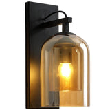 Black Metal Amber Glass Long Wall Light - Gold Warm White - Ashish Electrical India