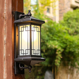 Outdoor Wall Light Fixture Brown Exterior Wall Waterproof Lights Glass Shade - Warm White