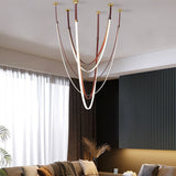 3 Light Tan Color Leather Belt Chandelier Hanging Lamp - Warm White