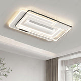 1100x700 MM Rectangular Low Height Ceiling Light with Bladeless Fan LED Chandelier