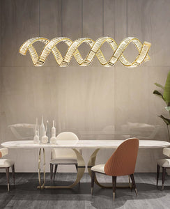 1200x350MM Long Crystal Gold Chandelier Ceiling Lights Hanging - Warm White