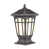 Square Pillar Light Frost Glass Modern Gate Light Lantern Lamp Post Outdoor Lamp (Color : Brown)