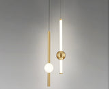 LED 2 Light Modern Gold Long Bedside Hanging Pendant Ceiling Lamp Light Fixture - Warm White