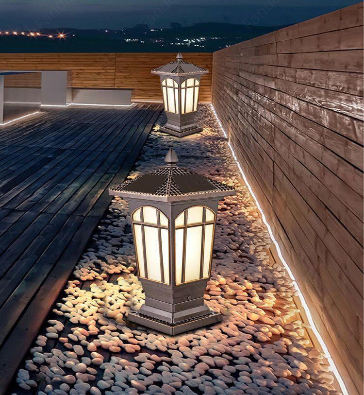 Square Pillar Light Frost Glass Modern Gate Light Lantern Lamp