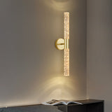 600 MM LED Electroplated Gold Crytal Long Metal Wall Light for Living Room Drawing Room - Warm White