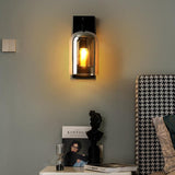 Black Metal Amber Glass Long Wall Light - Gold Warm White - Ashish Electrical India