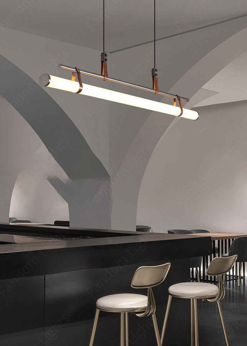 Black 1000MM Long LED Chandelier Office Dining Light Warm White