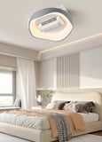 Grey 500MM Round Low Height Ceiling Light with Bladeless Fan LED Chandelier - Warm White