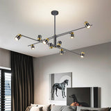10 COB Light Black Gold Body LED Chandelier for Drawing Living Room Light - Warm White