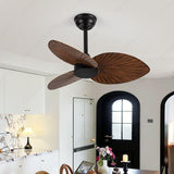 32 Inch Wind Wooden Palm Leaf ceiling fan remote Controlled - Dark Wood