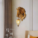 Horse Wall Lamp Art LED European Creative Wall Lamp Bedroom Bedside Lamp - Gold - Ashish Electrical India