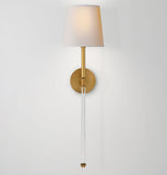 Wall Light Wall Light Electroplated Brushed Brass with Glass Rod Fabric Shade - Warm White