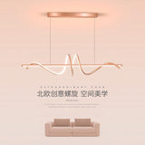 Rose Gold LED Pendant Chandelier Twisty Curl Lights Dining Room Lamp - Warm White