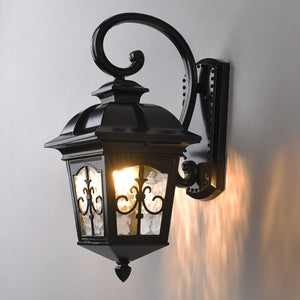Outdoor Wall Light Fixture Black Color Exterior Lantern Waterproof Lamp - Warm White