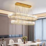 2 Ring 800x300MM Gold Crystal Body LED Chandelier Hanging Suspension Lamp - Warm White - Ashish Electrical India