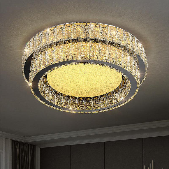 Crystal Chrome 500 MM Round Ring Chandelier Ceiling Light - Warm White - Ashish Electrical India