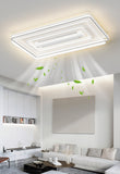 1100x700 MM Square Low Height Ceiling Light with Bladeless Fan LED Chandelier - Warm White