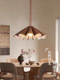 TAN LEATHER BELT CHANDELIER HANGING LAMP