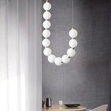 15 Light 2500MM Belt Frosted Ball Chandelier Hanging Lamp - Warm White