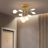 9 Lights Firefly Gold Metal Ceiling Frost Led Ceiling Hanging Light - Warm White