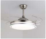 Silver Modern Ceiling Fan Chandelier and Remote Controled for Living Room Drawing Room - Warm White