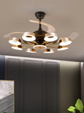 Golden Rings Ceiling Fan Chandelier with Remote Control 4 Retractable ABS Blades - Warm White