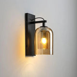 Black Metal Amber Glass Long Wall Light - Gold Warm White - Ashish Electrical India