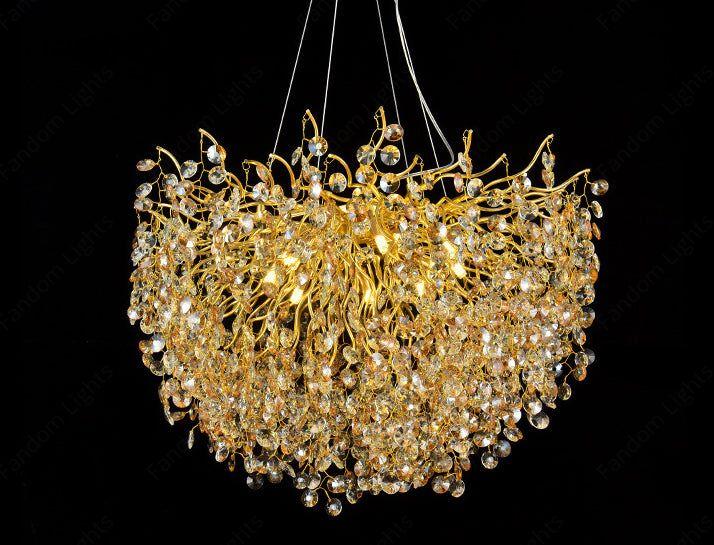 800 MM Crystal Gold LED Tree Chandelier Light for Living Room