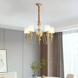 6 Light Frost Glass Brass Italian Chandelier Light for Dining Hall - Warm White