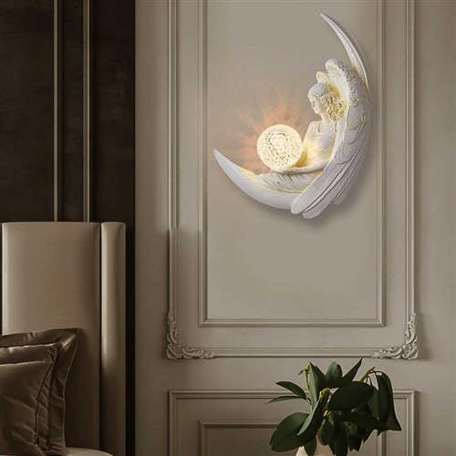Fairy Wall Lamp Art LED European Creative Wall Lamp Bedroom Bedside Lamp - White