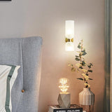 2 Light Golden Metal Frost Glass Long Wall Light - Gold Warm White - Ashish Electrical India