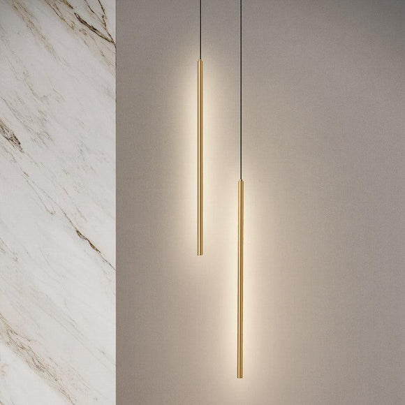 LED 2 Light Gold Long Bedside Hanging Pendant Ceiling Lamp Light Fixture - Warm White