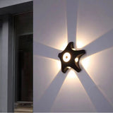 6W LED Black Gold 5-Way Waterproof Outdoor Wall Lamp Up Down Light - Warm White