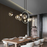10 Light Black Clear Glass with Ring Chandelier Light Hanging - Warm White