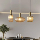 3 Light Amber Champagne Glass Pendant Ceiling Hanging Light - Warm White - Ashish Electrical India