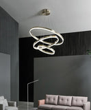 3 Light 3 800MM Ring Silver LED Chandelier Hanging Ceiling Lamp - Warm White