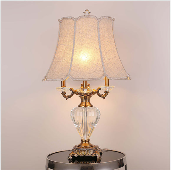 Vintage Table Lamp with White Fabric Shade Gold Base for Home - Warm White