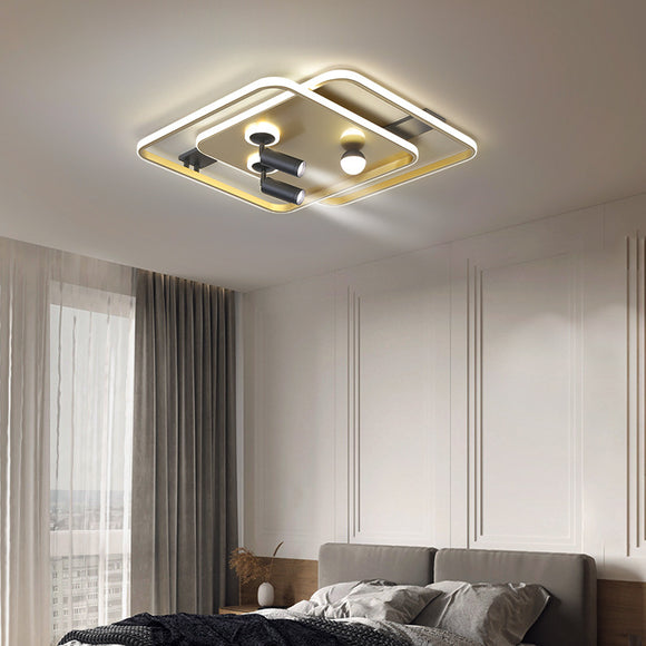 Gold Square 550 MM Modern LED Chandelier Ceiling Light - Warm White