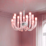 12 Arm Rose Gold Glass Spanish Chandelier Ceiling Lights Hanging Lamp - Warm White