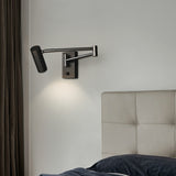 LED 6W Black Bedside Wall Light with Adjustable Arm Spot - Warm White