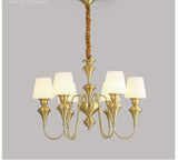 6 Light Frost Glass Brass Italian Chandelier Light for Dining Hall - Warm White