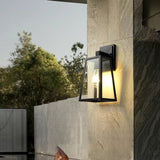 Outdoor Wall Light Fixture Black Wall Waterproof Lights Wall Mount with Glass Shade - Warm White