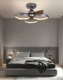 650 MM Grey Low Ceiling Light with Fan LED Chandelier - Warm White