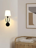 LED Wall Light Deer Wall Sconce Light Fixture - Black with Fabric Shade