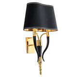 Luxury Black Antique Wall Lamp Electroplated Brushed Brass Fabric Shade